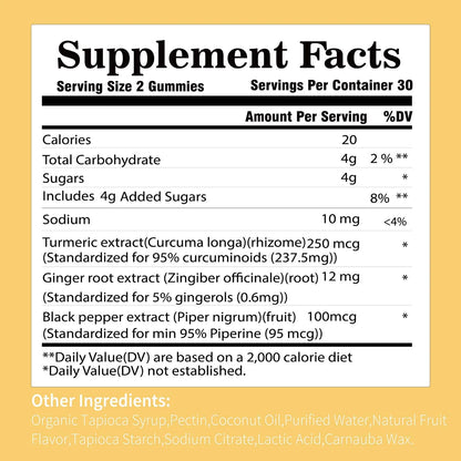 Turmeric Gummies, Boosts Immunity, Promotes Skin Health, Improves Mobility, Improves Blood Circulation, Regulates Blood Lipids