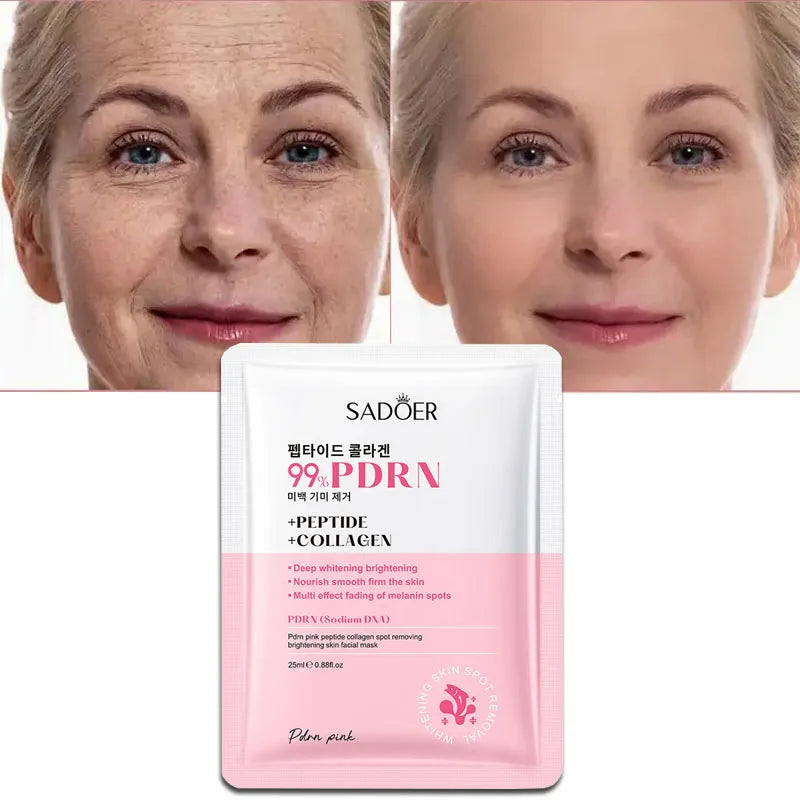 PDRN Collagen Masks Anti Wrinkle Fade Fine Lines Moisturize Brightening Glass Glow Skin Elasticity SkinCare Korean Cosmetics