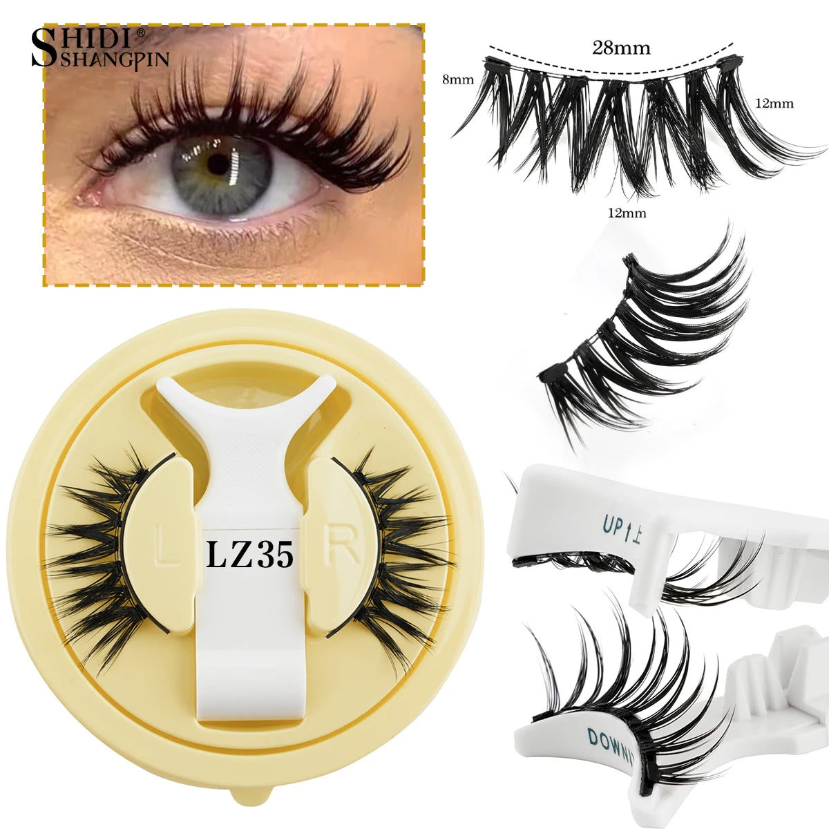 1/2 Pairs Reusable Magnetic Eyelashes Handmade Natural False Eyelash with Magnetic Tweezers Makeup Tool Fluffy Faux Mink Lashes
