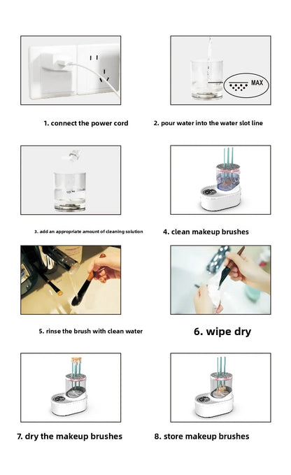 Automatic Rotating Makeup Brush Cleaner Machine Fast Drying Electric  Rubber Collar Cosmetic Clean Tools