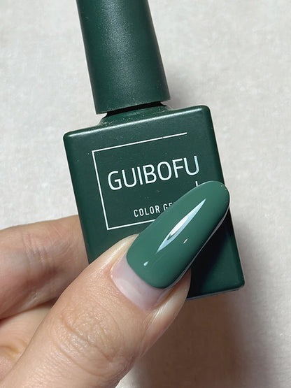 15ml Green Series Fall Shine Finish Semi Permanent Glitter Sequins Nail Polish Set Kit Soak Off Uv Varnish Nail Art