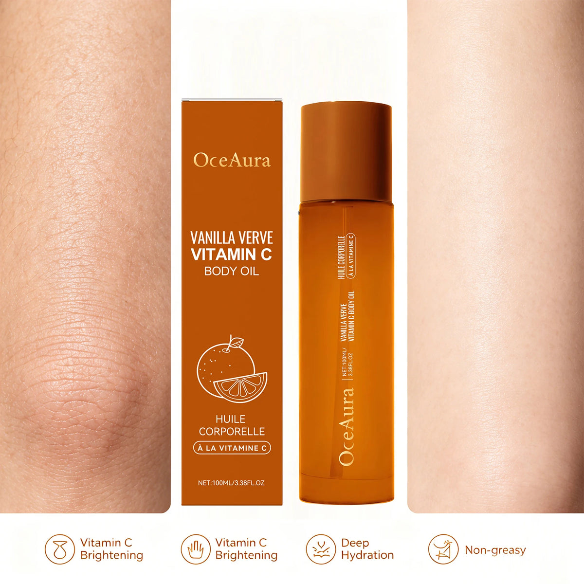 Vitamin C Body Oil Deeply Hydrates and Nourishes Skin Antioxidant Restores Dry Skin Body Massage Essential Oil