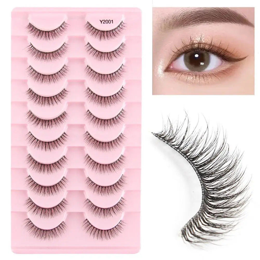 10 Pairs Natural False Eyelashes 3D Eyelash Lift Cosmetics Soft Wispy Fluffy False Eyelashes Extension Eyelash Make Up Tools