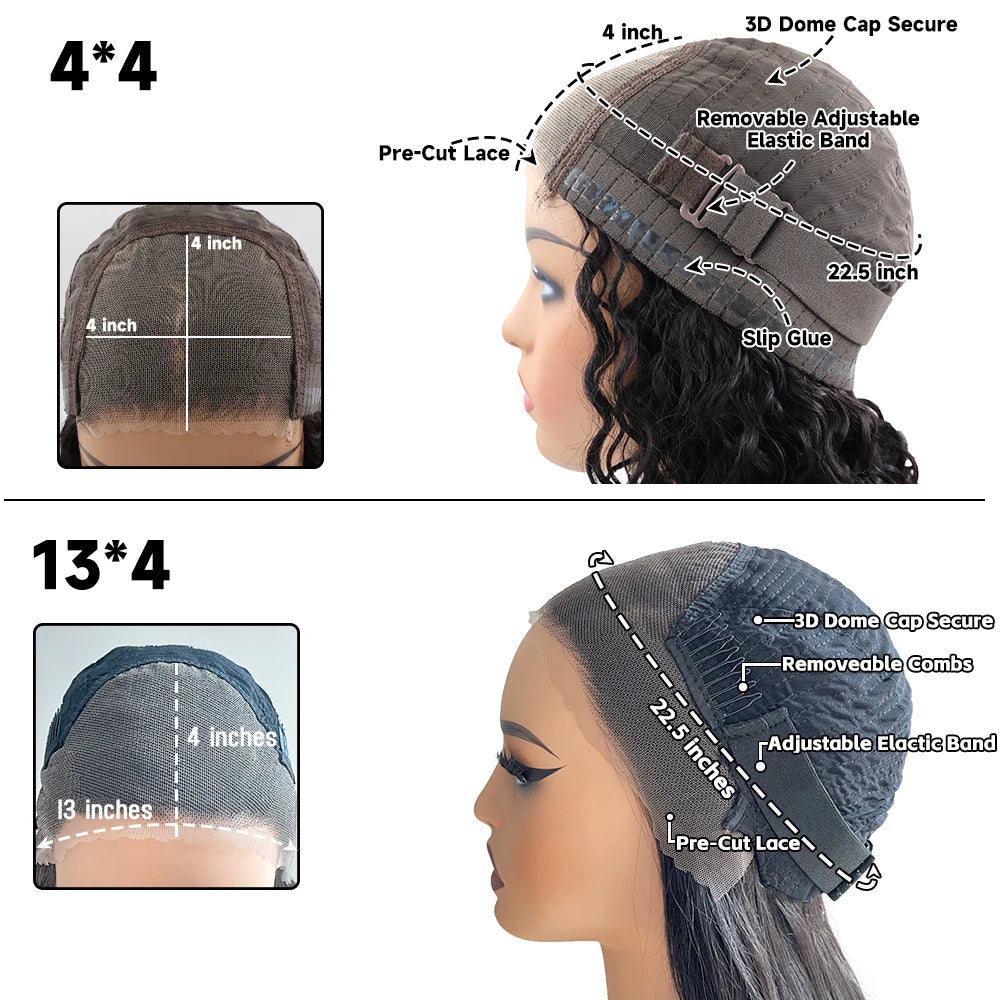 Wear And Go Wig With Layered Bang Glueless Ready To Wear Straight 13x4 Lace Human Hair Wigs For Women 4x4 Lace Closure Wig 250%