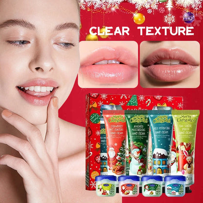 Christmas Hand Cream & Lip Balm Gift Set, Fruit Fragrance Hydrating Anti-Crack Hand Lip Care Kit, Moisturizing Christmas Present