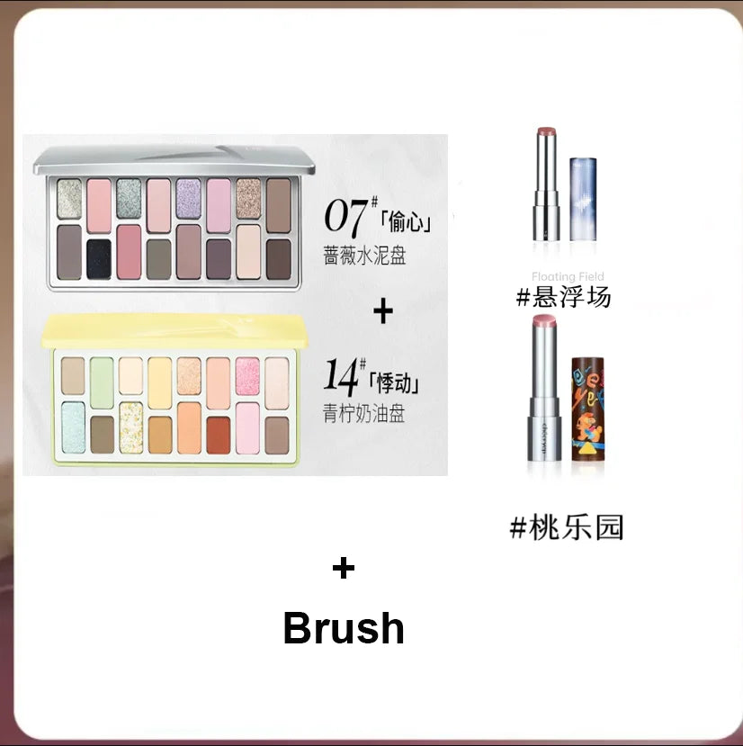 Chéeryep Makeup Set Glitter Eye Shadow Palette Lip Stick Moisturize Lip Balm Mirror 6Pcs Set Qianyan Kits For Women All in One