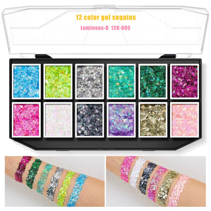 Christmas Sequins Decorative Body Cream Luminous Holographic Multicolor UV Chunky Glitter Gel Paste Palette