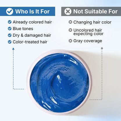 Karseell Blue Hair Color Depositing Mask, Deep Conditioner Treatment Intensely Hydrating, Refreshes Color & Tone 500mL