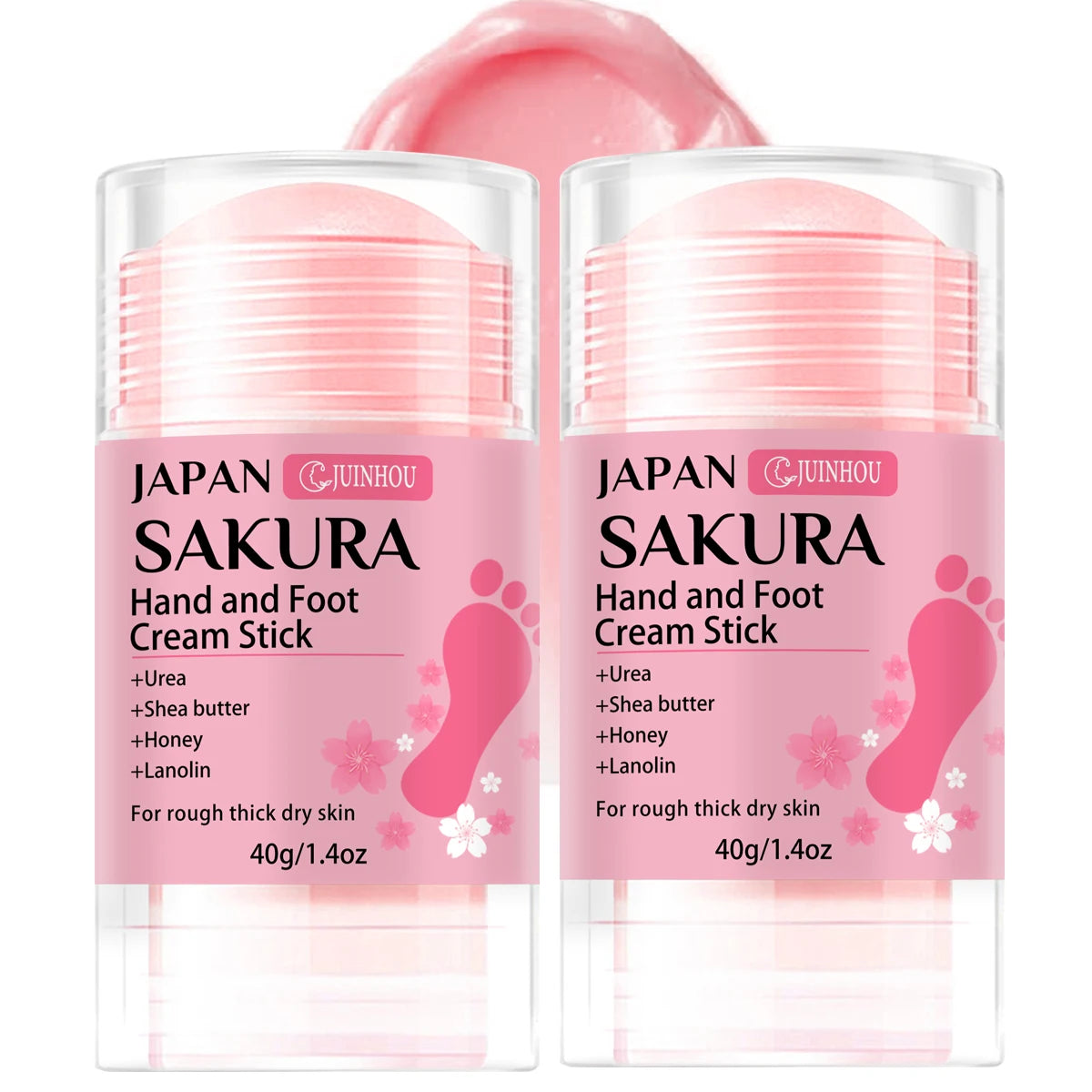 JUINHOU 60% UREA+2% SALICYLIC ACID CHERRY BLOSSOM HAND AND FOOT CREAM STICK Deep Hydration Moisturize Dry Skin Protect Your Heel