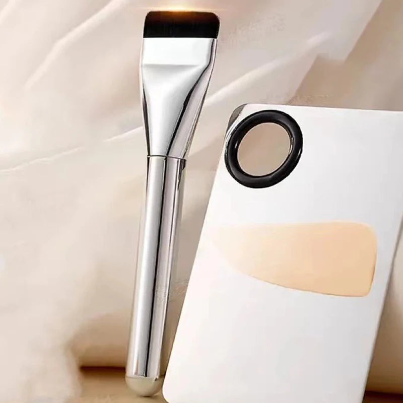 【M】1Set Foundation Brush Mixing Palette Stainless Steel Mixer Palette With Spatula Lipstick Eye Shadow MakeUp Tools