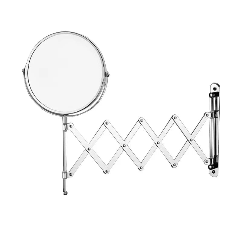 Stretchable Portable Hotel Bathroom Magnifying Makeup Mirror, Telescopic Folding Mirror, Self-Hanging Wall-Attached Double-Sided