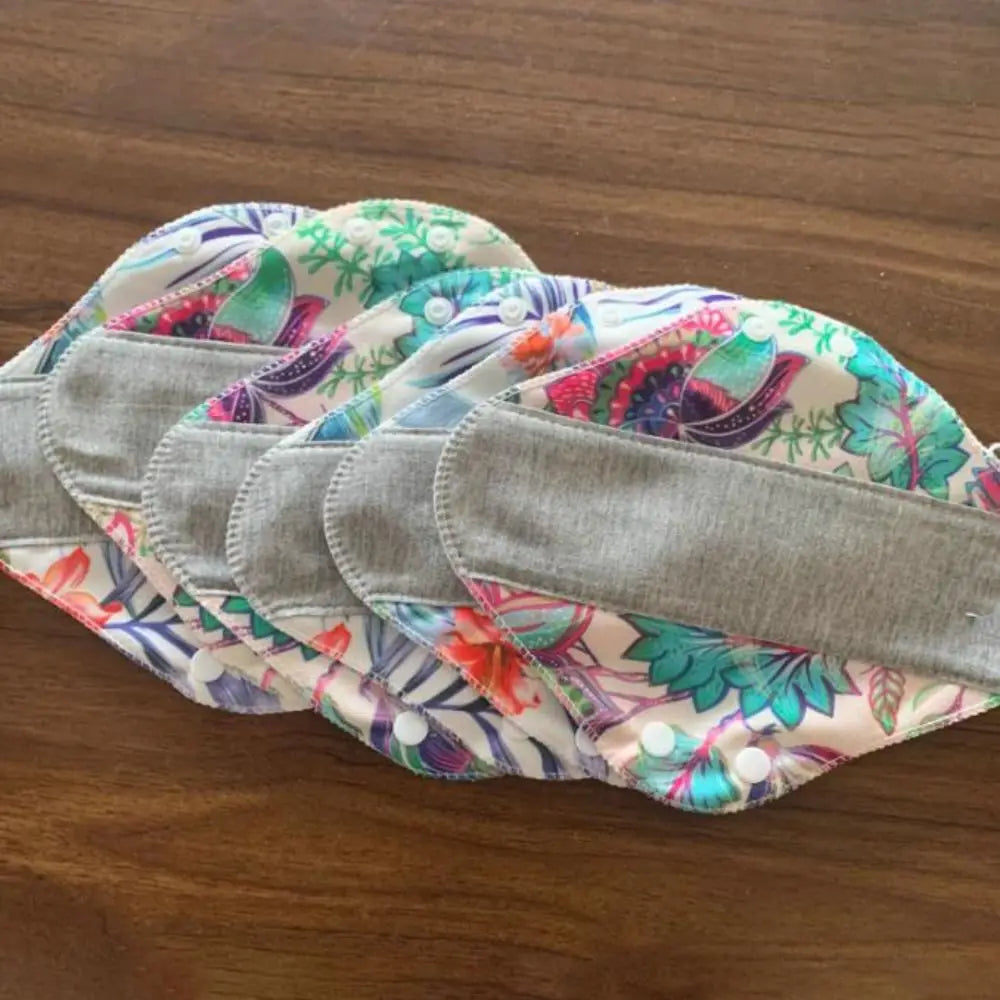 5Pcs Graphene Reusable Sanitary Pads 23CM Fast Absorbent Washable Sanitary Napkins Anti-Slip Leak Proof Nursing Pad for Women
