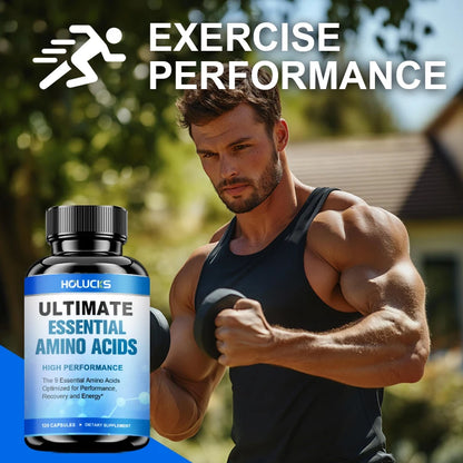 HOLUCKS Essential Amino Acids EAA Supplement 9 EAAs 120 Tablets Muscle Recovery Energy Performance