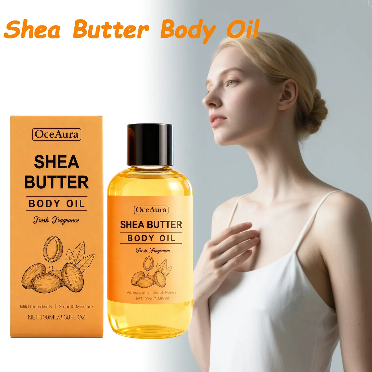 Shea Butter Body Oil Lightweight Fast Absorbing for Dry Rough Skin Soft Improve Dry Skin Body Massage Moisturizing Essential Oil