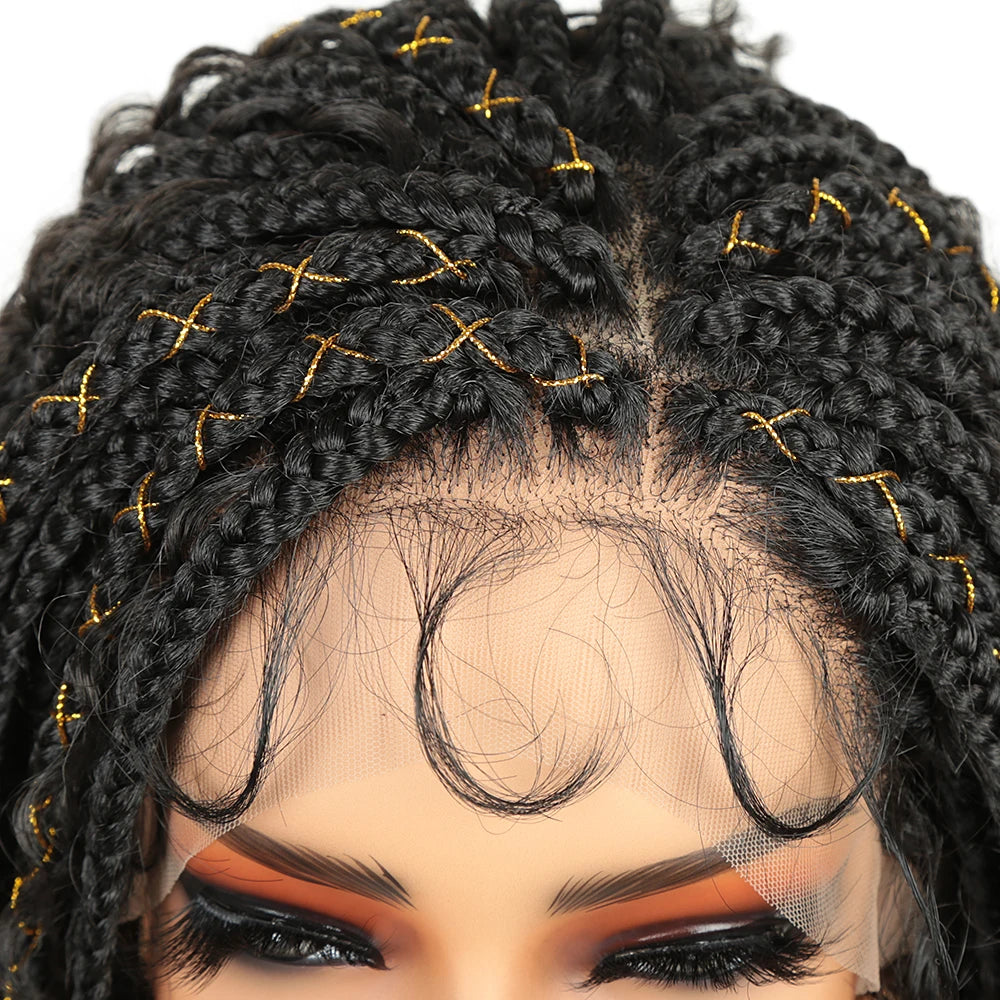 Alibaby 12inch Synthetic Knotless Box Braided Wigs for Women Premium Braided Lace Front Wigs with Baby Hair Natural Looking