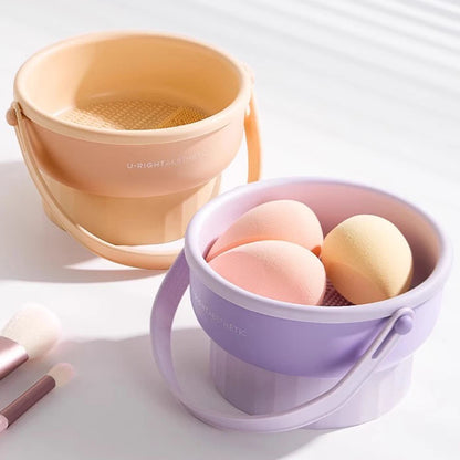 Makeup Brush Cleaning Bucket Washing And Drying Tools Beauty Makeup Powder Puff Cleaning Artifacts Drying Rack Storage Box