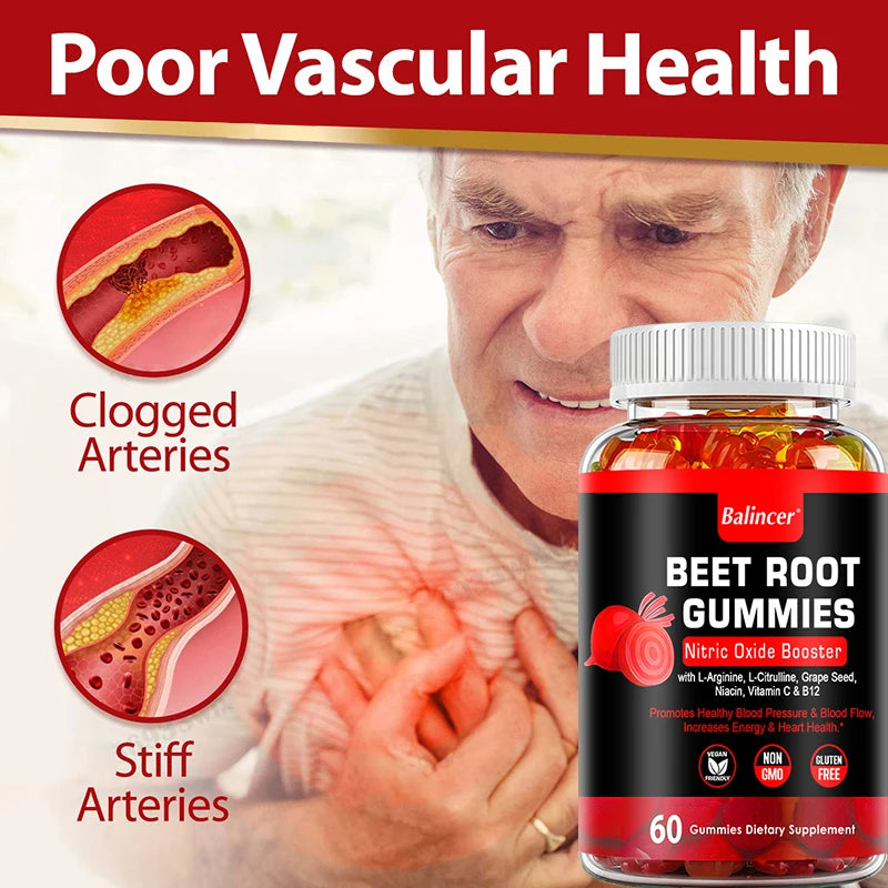 Potent Beetroot Gummies - Supports Blood Pressure and Circulation, Maintains Heart Health, Dietary Supplement, Boosts Immunity