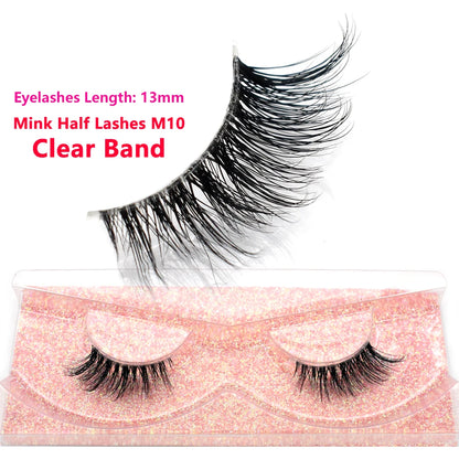 Half Lashes Mink Eyelashes Fluffy Soft False Eyelashes Wispy Cross Mink Eye Lashes Natural Short Mink Eyelash Extension Makeup