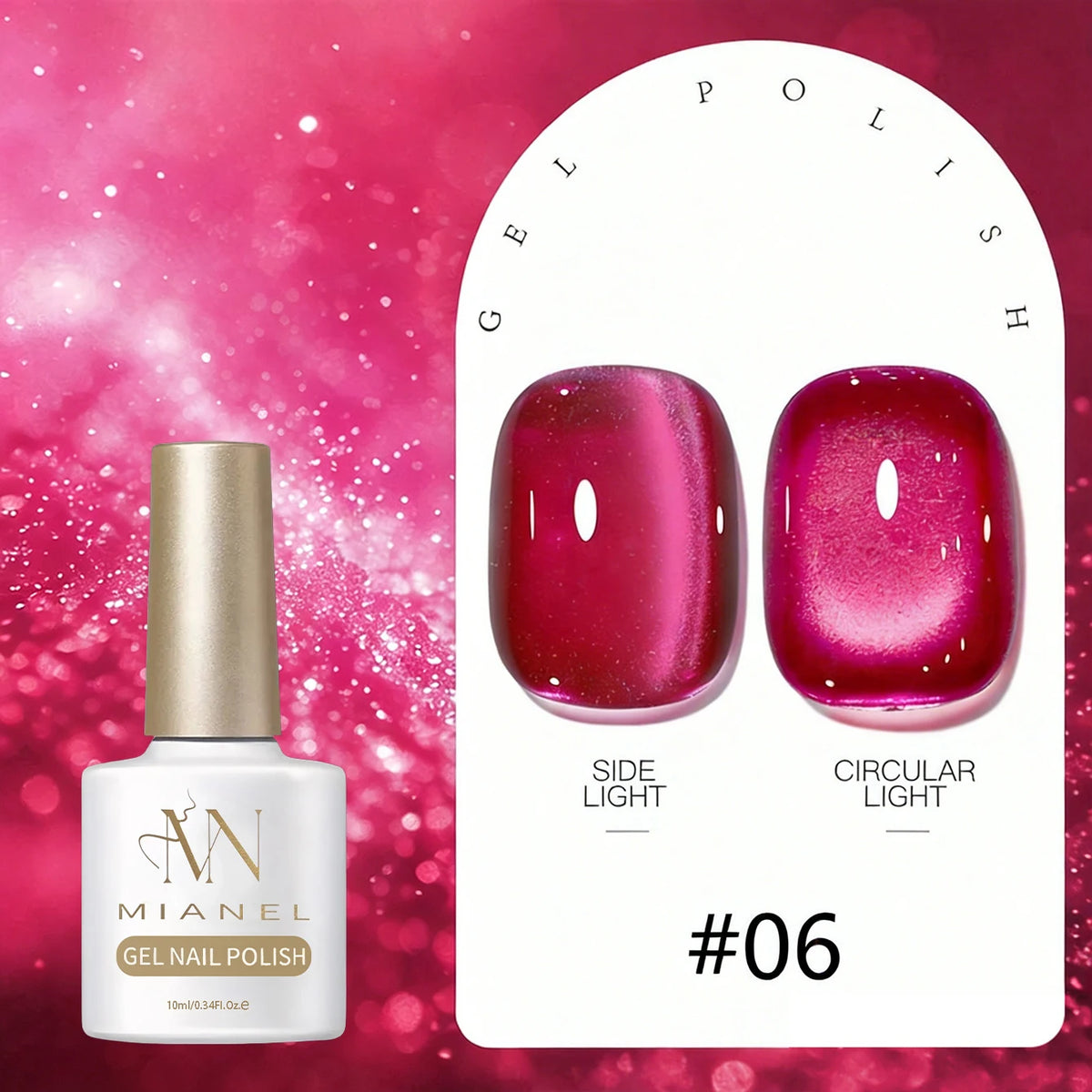 MIANEL 2026 Summer Trend Nude Pink Cat Eye Gel Nail Polish Soft Brightening Transparent Peach Pink with Glass Bead