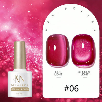 MIANEL 2026 Summer Trend Nude Pink Cat Eye Gel Nail Polish Soft Brightening Transparent Peach Pink with Glass Bead