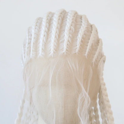 Black Braided Wigs Synthetic Full Lace Wig Glueless Full Lace Synthetic Wig Heat Resistant Fiber Wig for Women Daily Wear