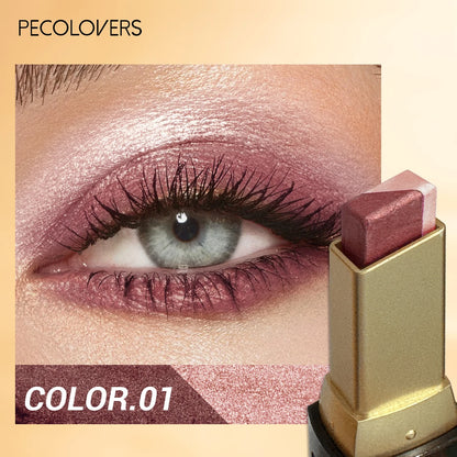 1Pc Dual-Color Eyeshadow Stick, Blendable Eye Color For Daily Makeup, Brown And Pink, Cosmetic Eye Makeup Product