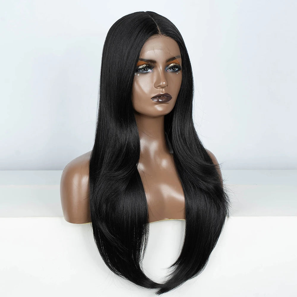 Synthetic Lace Front Wig  Straight part Baby hair Layered Wig Blonde  Wigs For Women With Bang Cosplay Wig synthetic Lace Wig