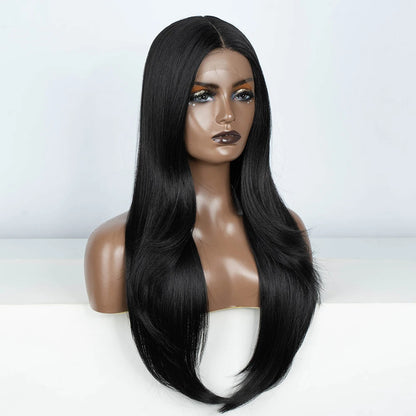 Synthetic Lace Front Wig  Straight part Baby hair Layered Wig Blonde  Wigs For Women With Bang Cosplay Wig synthetic Lace Wig