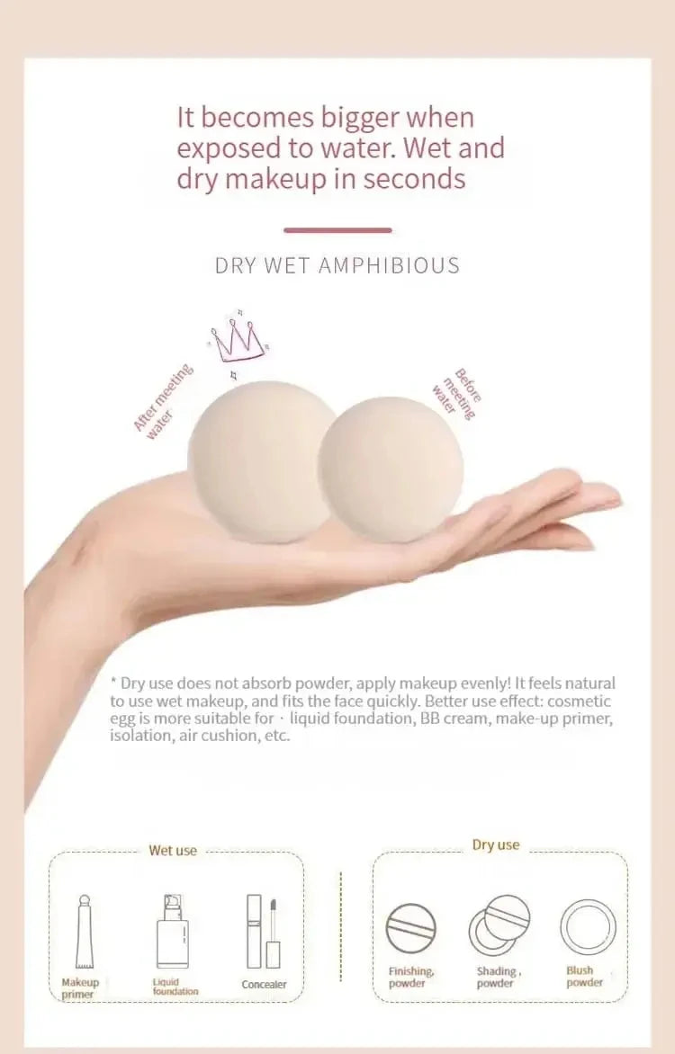 Dry Wet Usable Makeup Cosmetic Puff Sponge Cushion Puff for Foundation Powder Soft and Cute