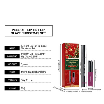 Christmas Peel Off Lip Tint Set Smudge Proof Easy Apply Nourishing Comfortable Wear Festive Long Lasting Lip Stain With Glaze