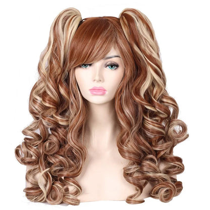 HAIRJOY Synthetic Hair  Wavy Pink Ponytail Wig for Jean Cosplay Game Princess  Anime Wigs with Hair Pigtails Bangs Halloween Wig
