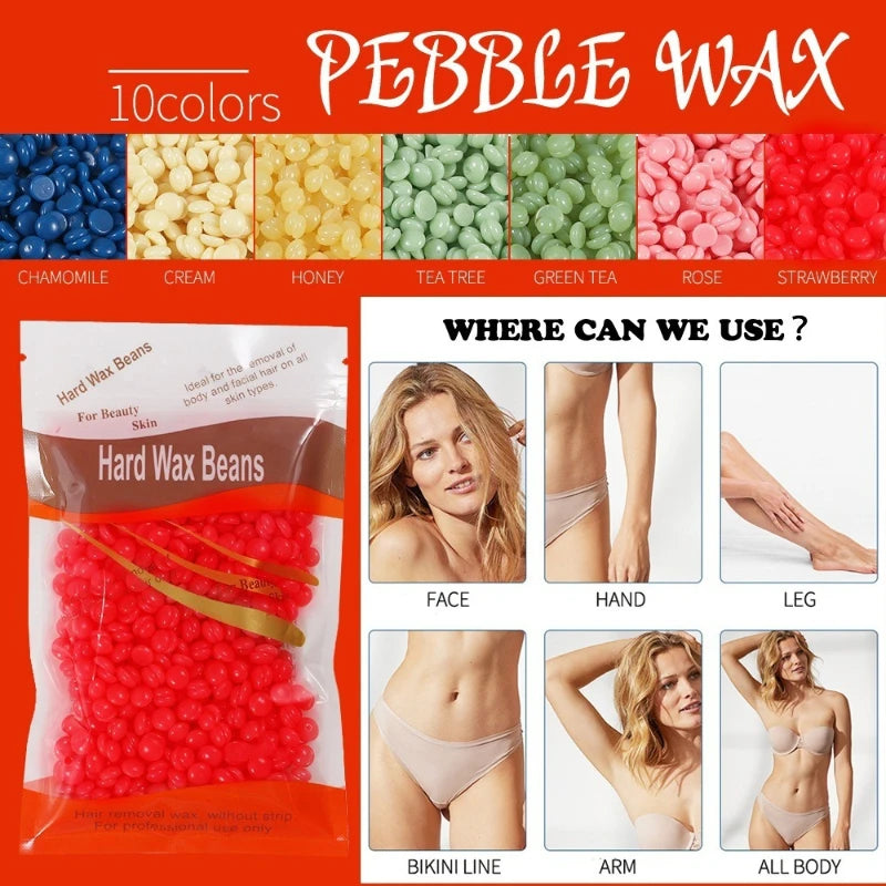 100g Whole Body Depilating Wax 10 Color Paper-Free Solid Hard Beeswax Hair Removal Beans Intimate Hair Removal Results Supplies