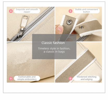 Trendy Large Capacity Cosmetic Storage Bag Portable Handheld Makeup Pouch Canvas Travel Storage Bag Cosmetic Storage