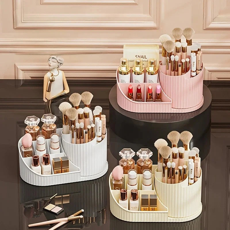 360° Rotatable Cosmetic Organizer Lipstick Makeup Brush Holder Desktop Cosmetic Display Cabinet for Dresser Living Room