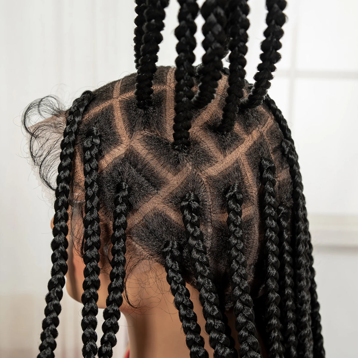 36inch Box Braided Wigs Synthetic Full Lace Braiding Hair Wigs Knotless Lace Frontal Braids Wig with Baby Hair for Black Women