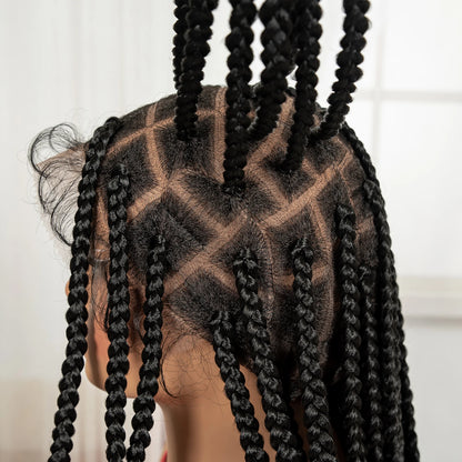 36inch Box Braided Wigs Synthetic Full Lace Braiding Hair Wigs Knotless Lace Frontal Braids Wig with Baby Hair for Black Women
