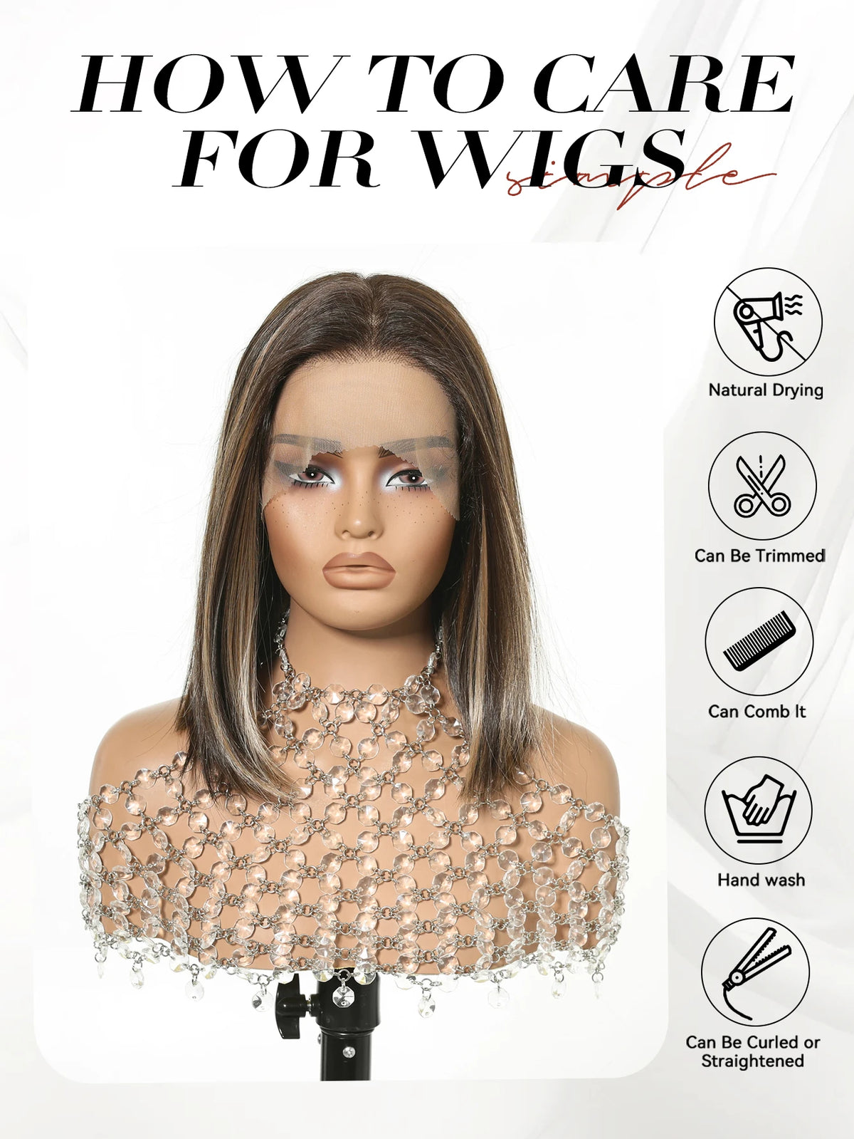 13x6 HD Transparent Lace Front Bob Wig 12" Short Straight Highlight Brown Blonde Synthetic Wigs for Women Glueless Pre Plucked