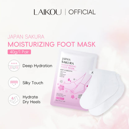 LAIKOU Japan Sakura Moisturizing Foot Peel Mask for Women Foot Care Sheet Mask for Smoother Softer Feet 40g