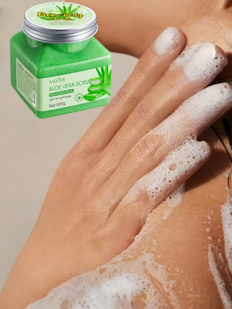 500g Aloe Vera Exfoliating and Purifying Scrub, Rich in Aloe Vera Extract, More Skin-Friendly, with a Fresh Scent, Long-Lasting