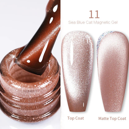 BORN PRETTY 10ml Rainbow Glass Cat Magnetic Nail Gel Polish Sparkling Double Light Reflective Glitter Colorful Laser Varnish