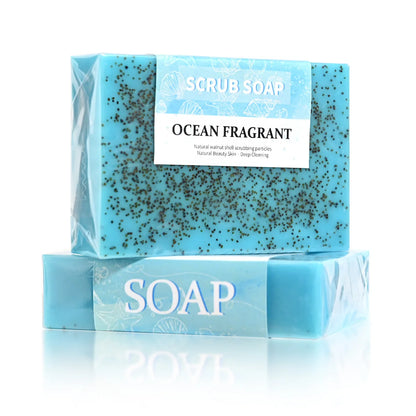 M+100G Sea Salt Acne Removing And Cleaning Walnut Shell Particles Handmade Soap Moisturizing And Whitening Glycerin Soap