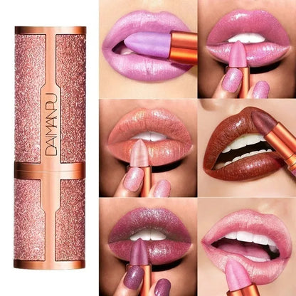Rose Smoke Powder Lipstick Pearlescent Glitter Bright Starry Sky Glossy Diamond Velvet Lipstick Waterproof Durable Women Makeup