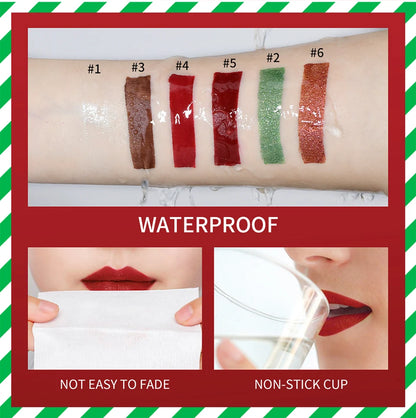 Christmas Lip Gloss Set Waterproof Long-Lasting Moisturizing Lip Skincare Lip Glaze Set Ideal Festive Holiday Christmas Gift
