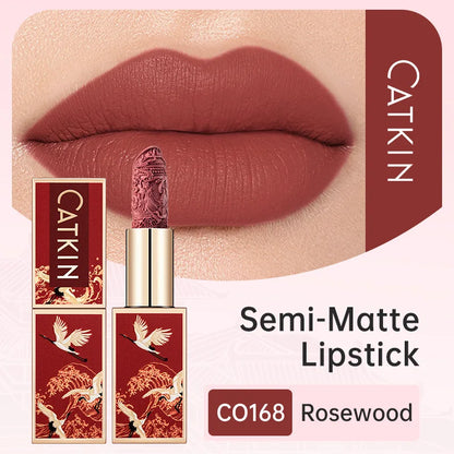 CATKIN Christmas Limited New Year's Lipstick for Lips CATKIN Moisturizing with Golden Glosses, Tone CP170 Crimson Pink, 3.6 G