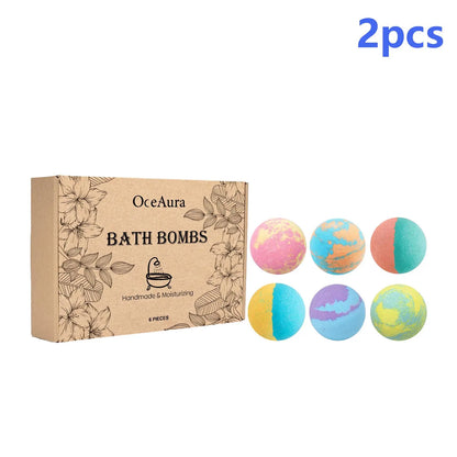 OceAura Bath Bombs Set Lily Rose Rosemary Bubble Skin Exfoliation Improve Dryness Handmade Gift Relaxing Spa Bath Salt Balls