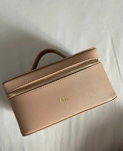 Ladies Saffiano Split Leather Travel Toiletry Case Bag Portable Hanging Makeup Organizer Box Dopp Kit Cosmetic Bag For Women