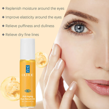 Anti Aging Eye Serum Oil Brightening Firming Fade Fine Lines Remove Puffiness Dark Circles Hydrating Smooth VC Eye Essence Oil