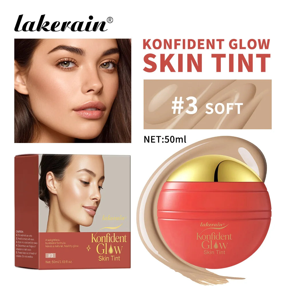 Lakerain Glow Skin Tint Foundation Long Lasting Moisturizing Even Skin Tone Concealer Sunscreen Brighten Skin Face Cosmetics
