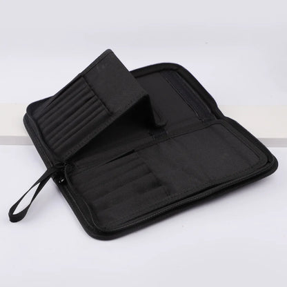 Large Black Foldable Makeup Bag 14-40 Hole Storage Organizer for Beauty Brushes Cosmetic Pouch with Handles