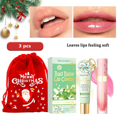 Lip Gloss Duo Combo with Keychain Long Lasting Nourish Plumper Lip Cosmetics Christmas Gift